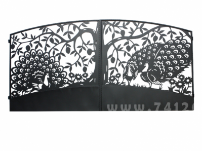 Калитка художественной резки с росписью №30 "Павлин с манго"