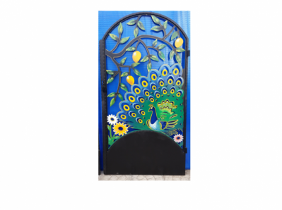 Калитка художественной резки с росписью №30 "Павлин с манго"