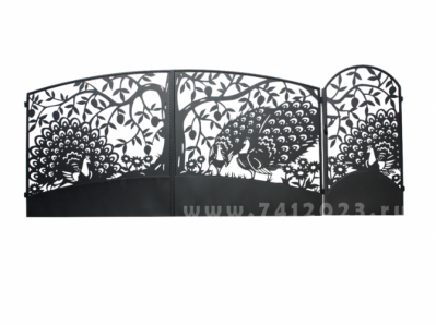 Калитка художественной резки с росписью №30 "Павлин с манго"