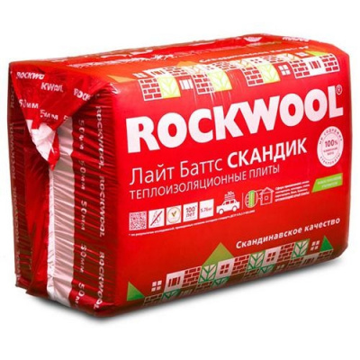 Утеплитель Роквул (Rockwool) Лайт Баттс Скандик 800х600х100мм (2.88м2)