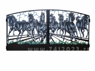 Ворота художественной резки с росписью №35 "Тигры"