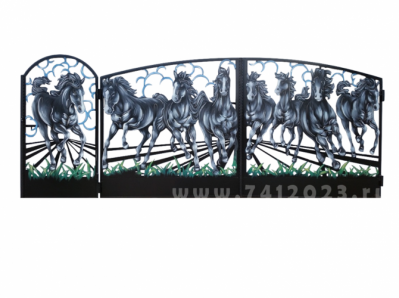 Калитка художественной резки с росписью №34 "Табун"