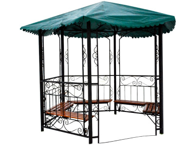Кованая беседка Илиада с лавочками 6гр., диаметр 3м