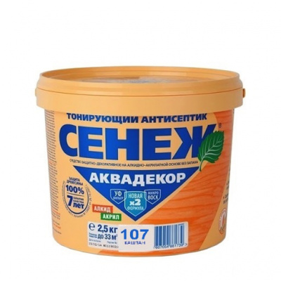 Антисептик тонирующий Сенеж Аквадекор 107 "Каштан" 2,5 кг