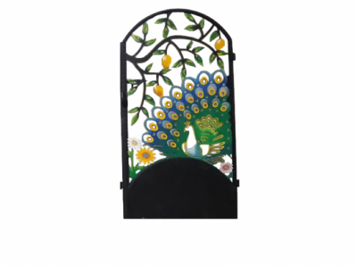 Калитка художественной резки с росписью №30 "Павлин с манго"