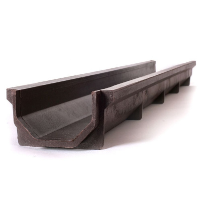 Лоток  водоотводный 1000*140*70 мм DN100 (шоколадный) полимерпесчаный Лоток  водоотводный 1000*140*70 мм DN100 (шоколадный) полимерпесчаный