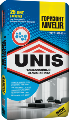 Высокопрочный тонкослойный наливной пол ГОРИЗОНТ NIVELIR 20 кг