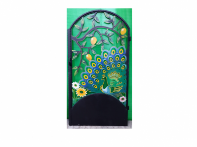 Калитка художественной резки с росписью №30 "Павлин с манго"